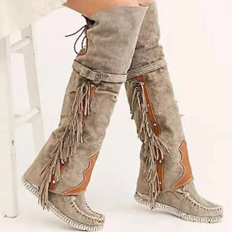 Ethnic Fashion Women - Mode bohême genou longueur femmes bottes